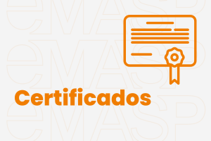 imagem de um certificado, em laranja. Fundo branco.